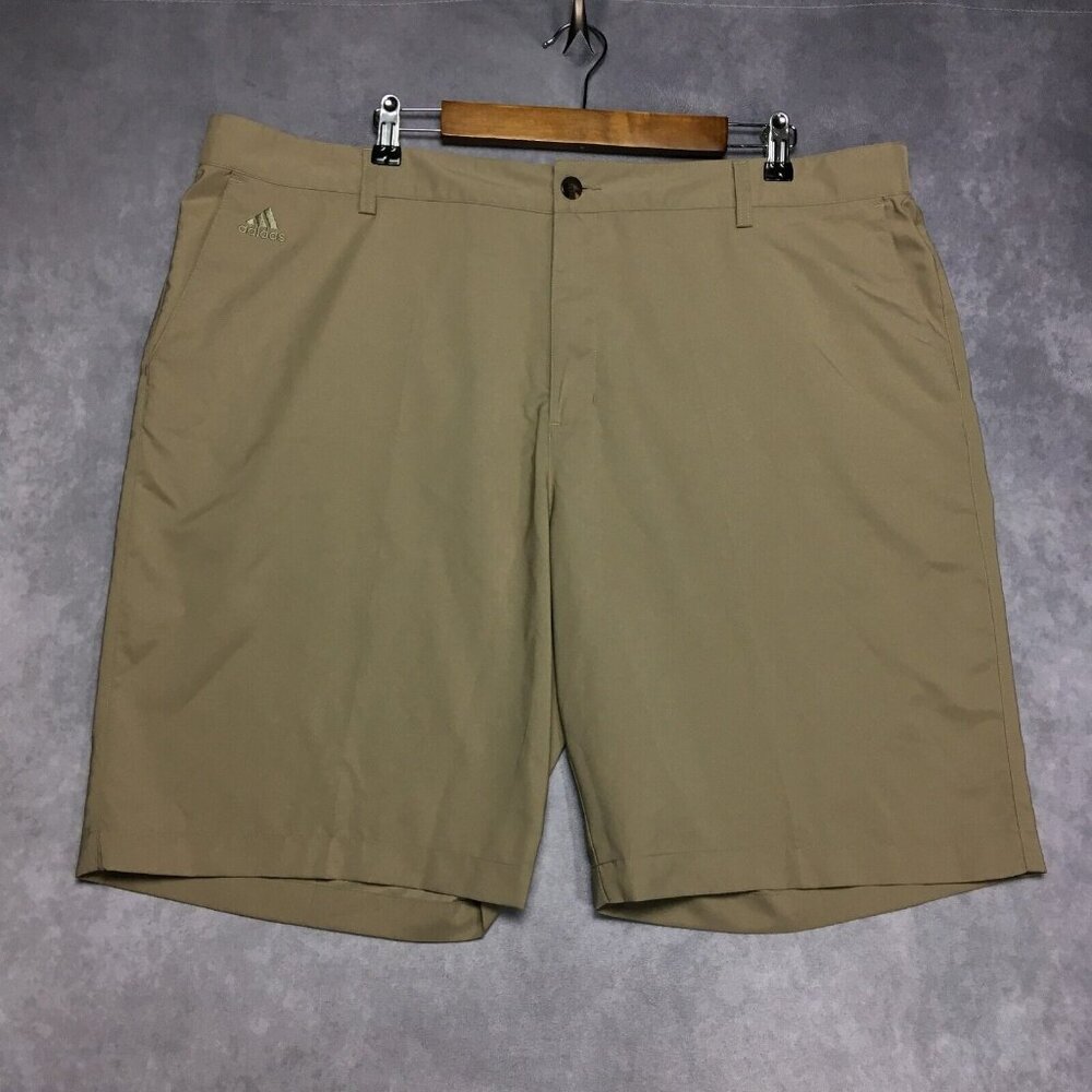 Adidas Mens ClimaLite Shorts size 42 Light Brown Tan Flat Front Lightweight Poly - Picture 4 of 13